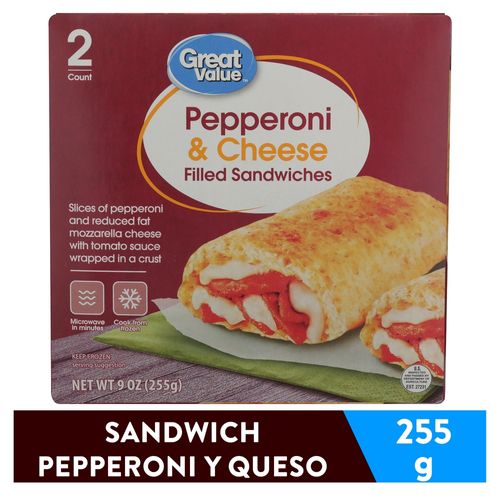 Sándwiches Great Value rellenos de pepperoni y queso 2 Uds - 255 g