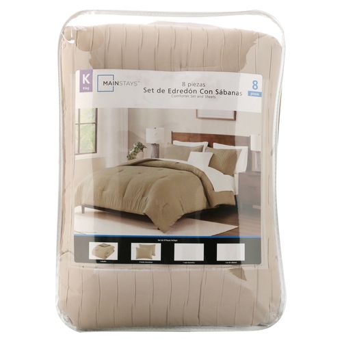 Edredón Mainstays king axel color beige - 8 Pzas