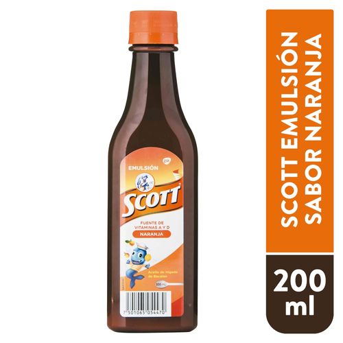 Complemento Nutricional Emulsión Scott  Para Niños Sabor Naranja, Frasco - 200 ml