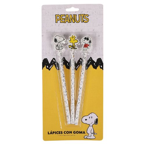 Snoopy 3 Lapices D Grafito Con Diseno 3D
