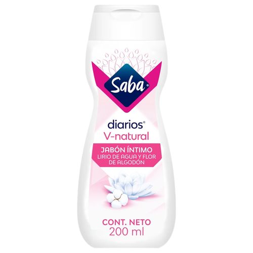 Jabón Íntimo Saba V-Natural Lirio De Agua Y Flor De Algodón - 200 ml