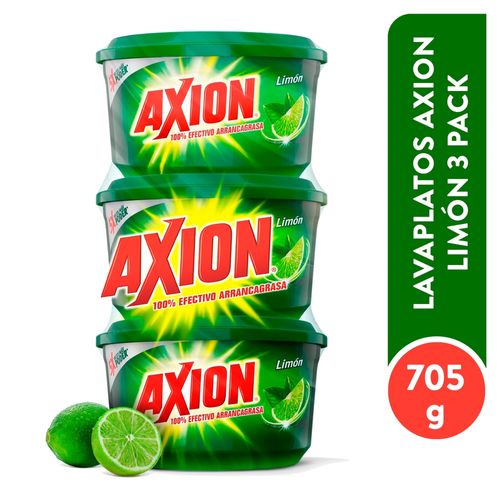 Lavaplatos Axion Limón En Pasta 3 Pack, Arrancagasa - 235 g