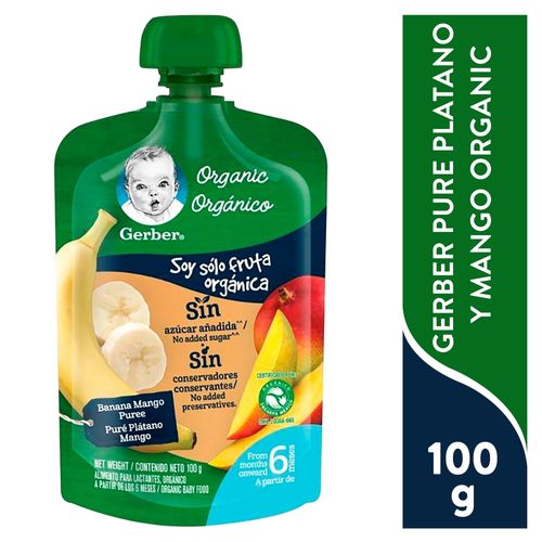 Gerber® Organico Colado Plátano Mango Alimento Infantil Pouch - 100 g