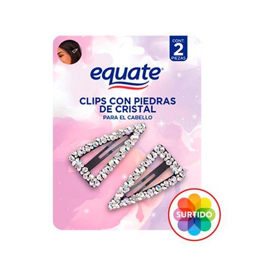 Clips Equate Con Piedra De Cristal Para El Cabello Surtido Colro -  2Uds