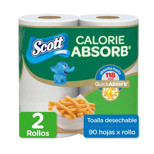 Toalla de papel Scott desechable calorie absorb 2 Uds - 90 hojas