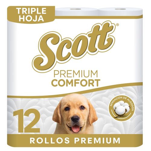 Papel Higiénico Scott Premium Comfort Triple Hoja - 12 Rollos