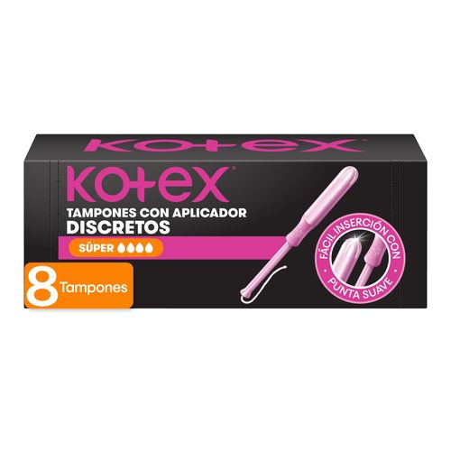 Tampones Kotex Discretos Super con Aplicador - 8 Uds