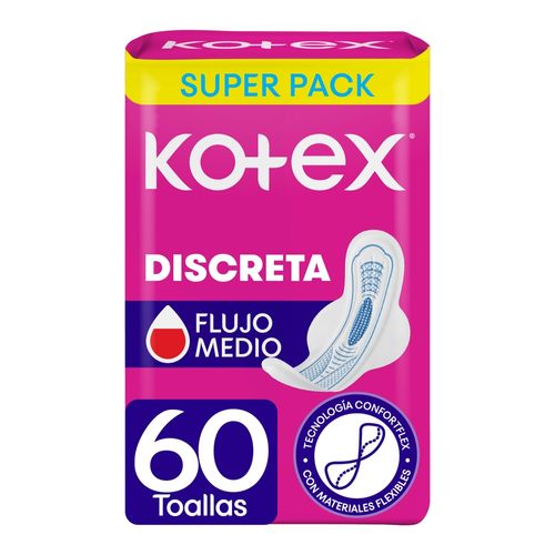 Toallas Femeninas Kotex Discreta - 60 Uds