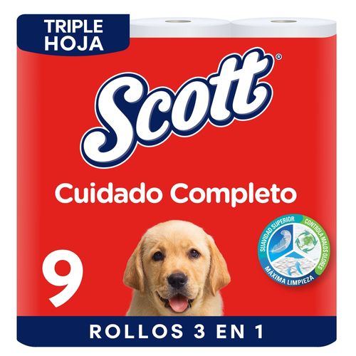 Papel Higiénico Scott Cuidado Completo Triple Hoja - 9 Rollos