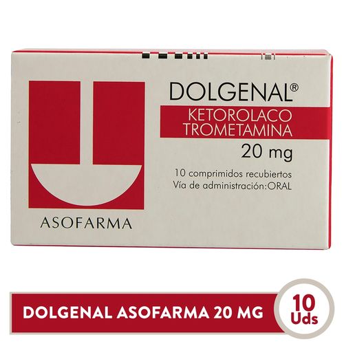 Dolgenal Asofarma 20 mg caja 10 tabletas  - Precio indicado por tableta