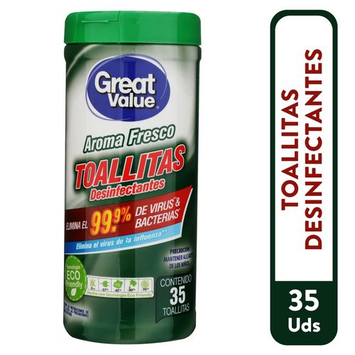 Toallitas Great Value Desinfectantes Aroma Fresco - 35 Und