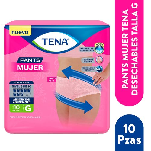 Ropa Interior Desechable Tena Pants Mujer Talla:G - 10Uds