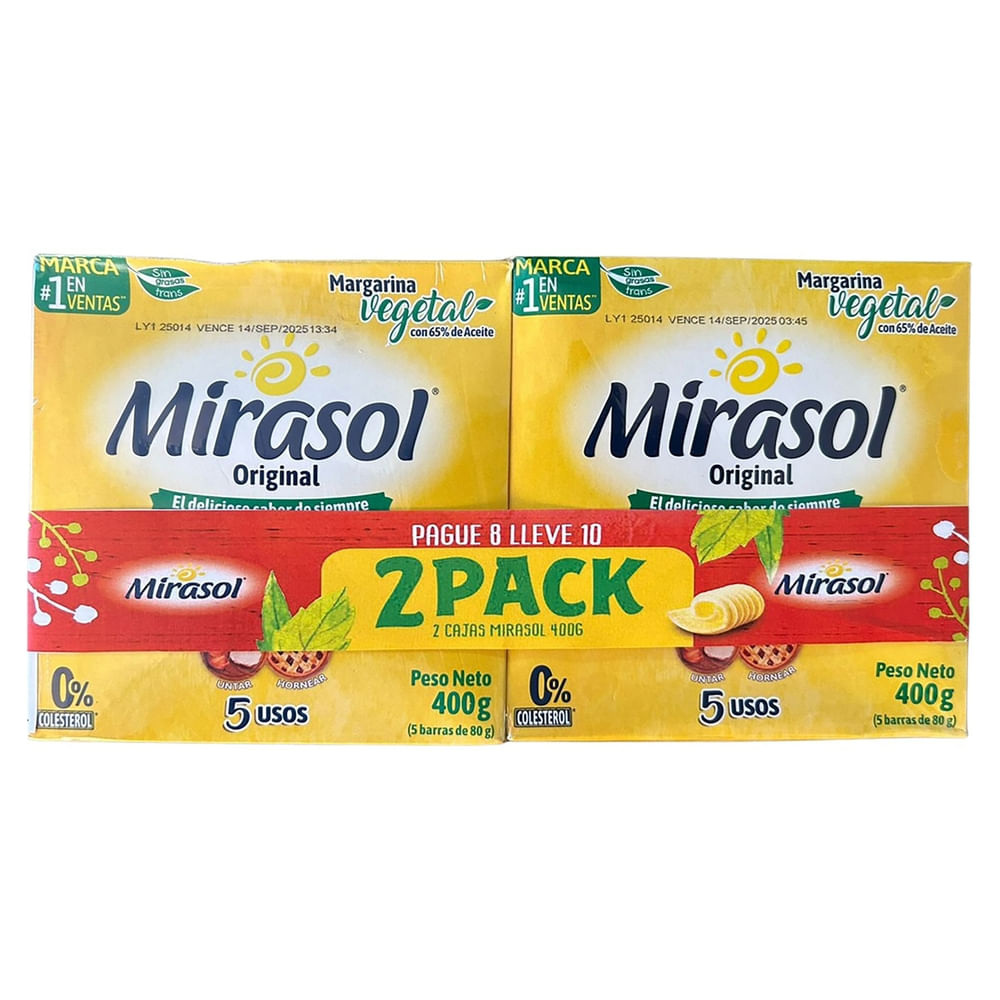 Margarina Mirasol Regular 2 pack - 800 g - La Despensa de Don Juan ...
