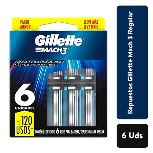 Gillette Mach 3 Regular 6u Repuesto