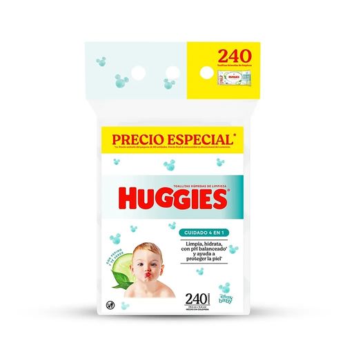 Toallitas Húmedas Huggies Cuidado 4 en 1 Desechables - 240 Unidades