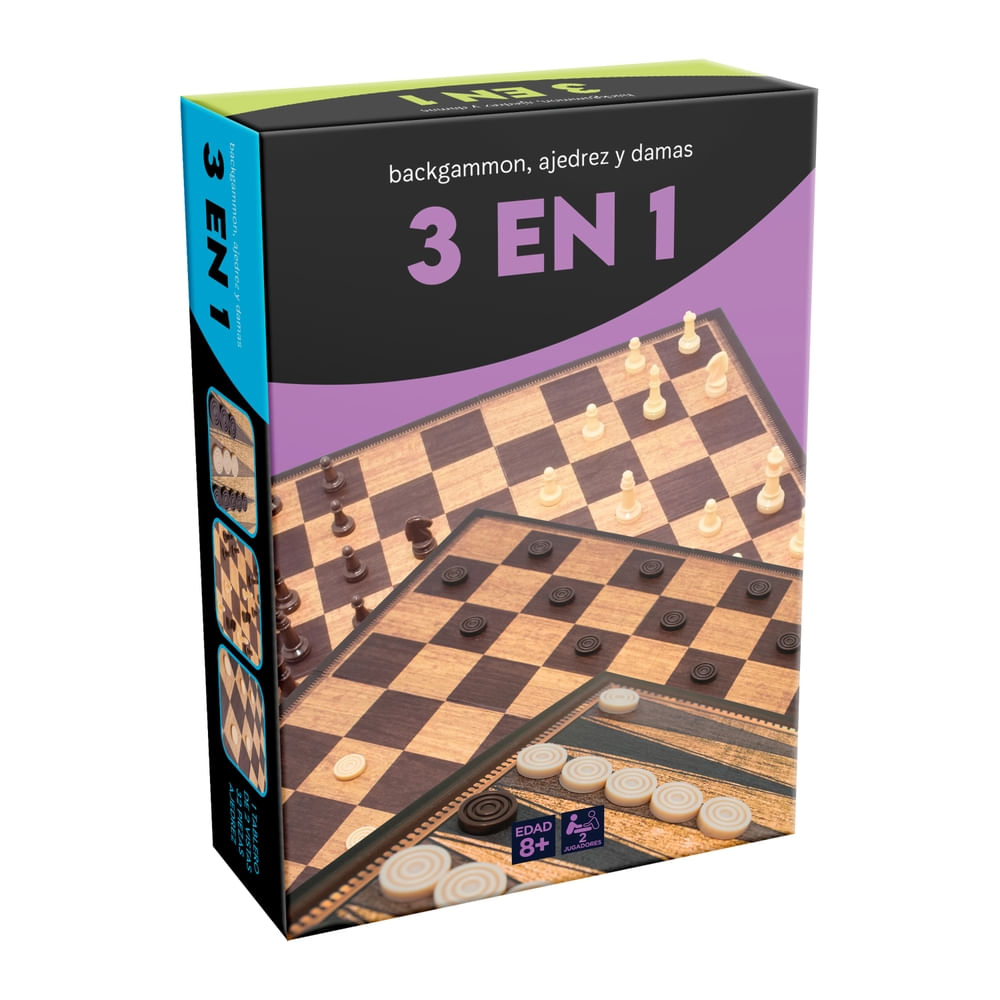 Set De Ajedrez, Damas Y Tres En Raya | Juego De Mesa 3 En 1 Con Cajones | Regalo Familiar