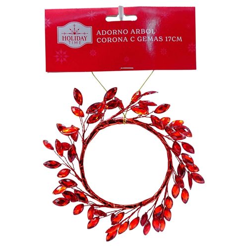 Adorno Holiday Time Para Árbol Corona Con Gemas - 17 cm
