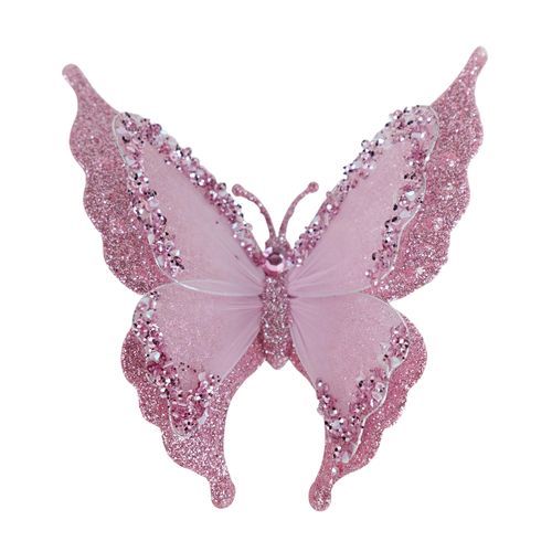 Clip Holiday Time Mariposa Rosa Navideña