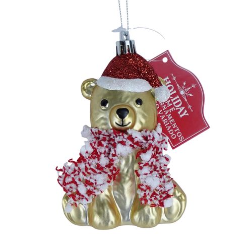 Ornamento Holiday Time Oso Navidad Dorado