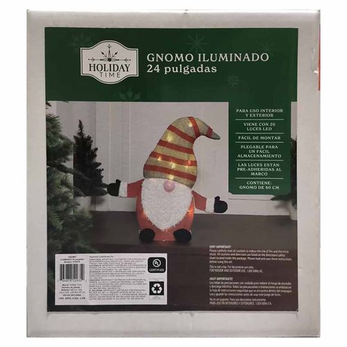 Adorno Holiday Time Gnomo Iluminado - 20 pulgadas