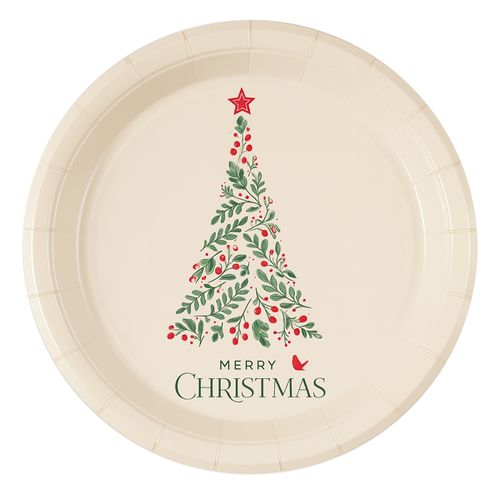 Platos Holiday Time blanco navideño 9 pulgadas - 10 Pzas