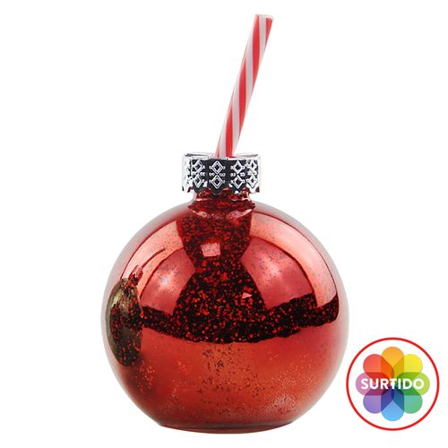 Vaso Holiday Time de vidrio esfera brillo