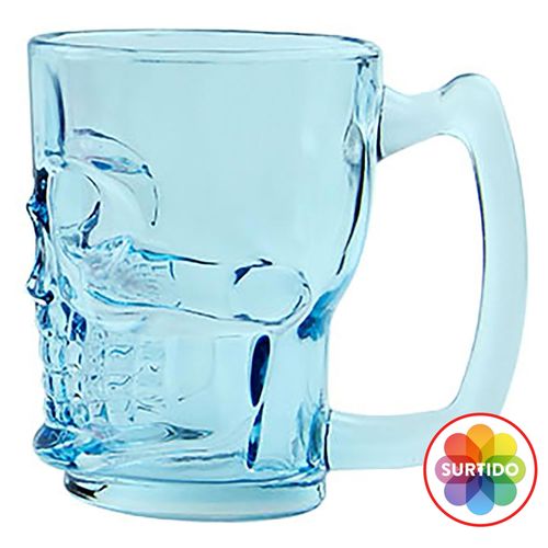 Vaso Way To Celebrate calavera de vidrio con asa - 379 ml