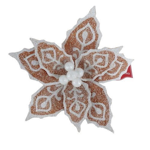 Clip navideño Holiday Time flor pascua rosa