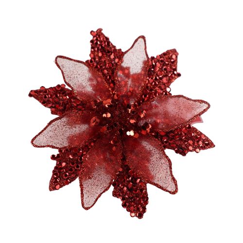 Clip Holiday Time Flor Roja Navideña