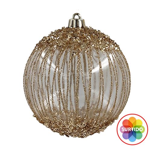 Esferas Holiday Time doradas y blancas 100 mm - 4 Uds