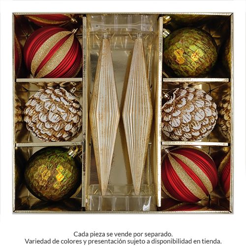 Esferas Holiday Time doradas y blancas - 8 Uds