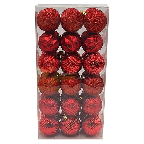 Esferas Holiday Time rojas 60 mm - 36 Uds
