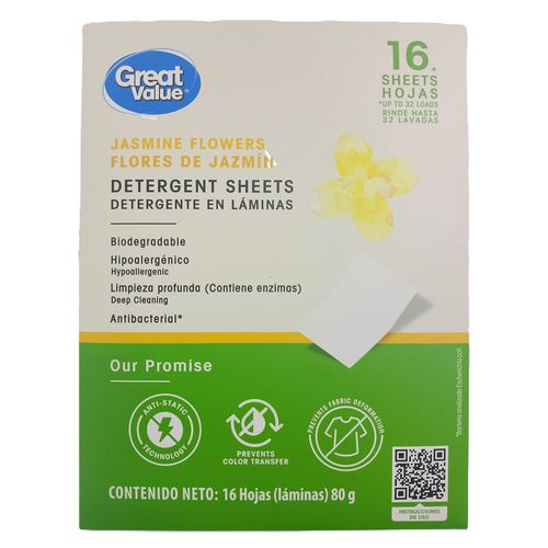 Detergente Great Value En Láminas - 16 Hojas