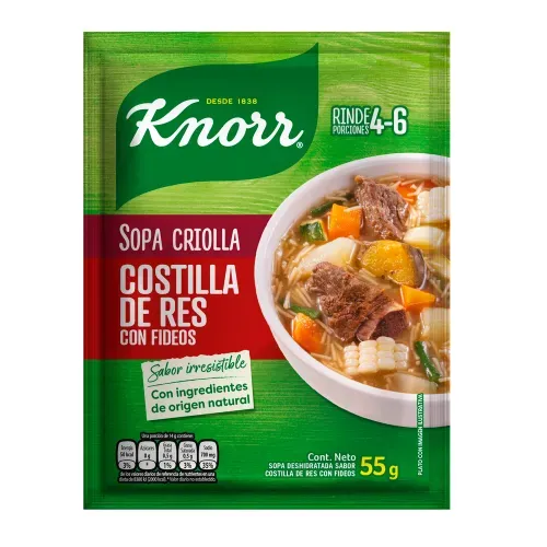 Sopa Knorr Costilla de res Criolla Fideos - 55 g