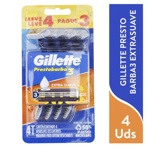 Gillette Prestobarba3 Extrasuave 4u Des