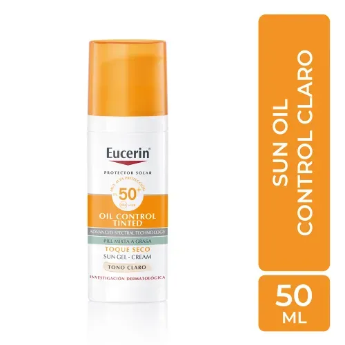 Crema facial Eucerin con color y protección solar tono claro FPS 50 - 50 ml