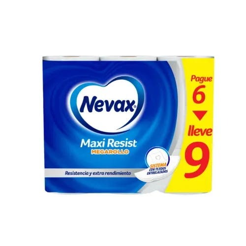 Papel Higienico Nevax Maxi Resist Megarollo Doble Hoja - Pague 6 Lleve 9