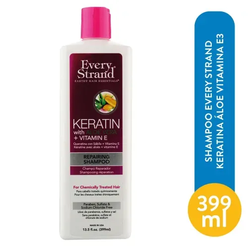Shampo Every Strand Keratin Aloe Vera y Vitamina E -  399 ml