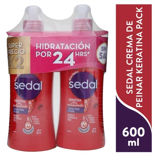 Crema Para Peinar Sedal 2 Pack Keratina - 600 ml