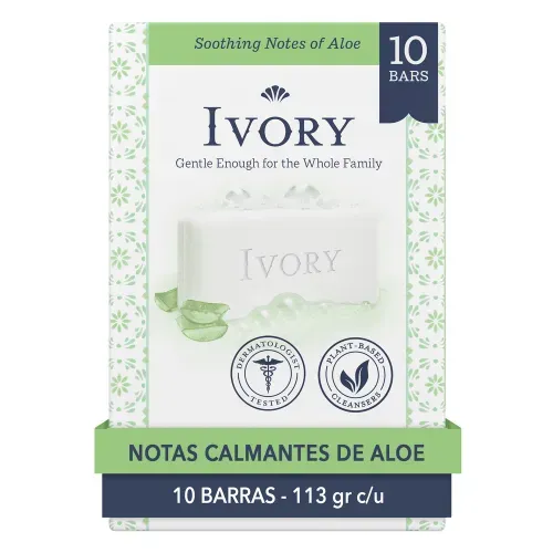 Jabón En Barra Ivory Notas De Aloe 10 Unidades De 113 g