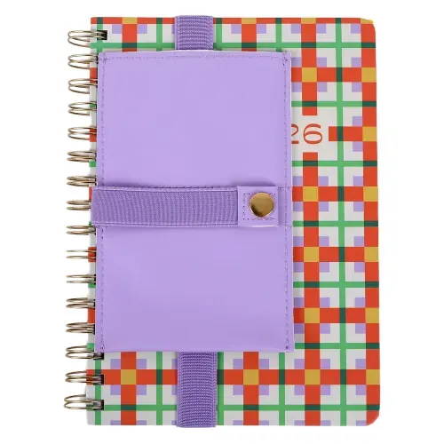 Pg Agenda Espiral Cuadros Naranja 2026