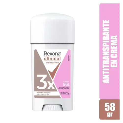 Desodorante Rexona Clínical Dama Crema Extra Dry Barra - 58 g