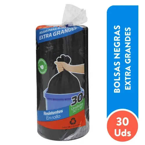 Bolsa Para Basura Supermax Color Negra Tamaño Xg - 30 Unidades
