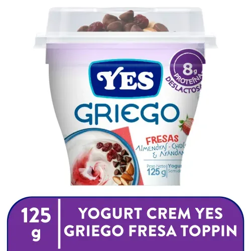 Yogurt Crem Yes Griego Fresa Toppin 125g