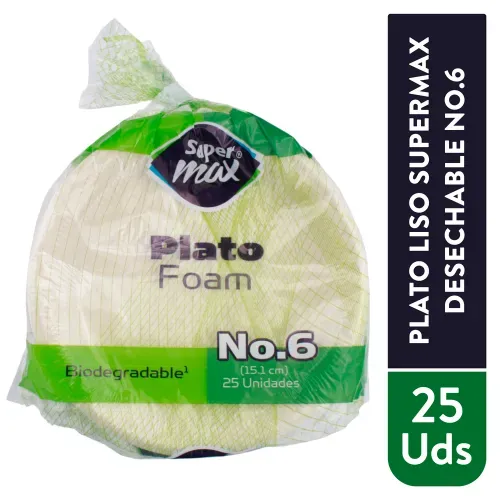 Plato Supermax N6 Liso Foam 25Ea