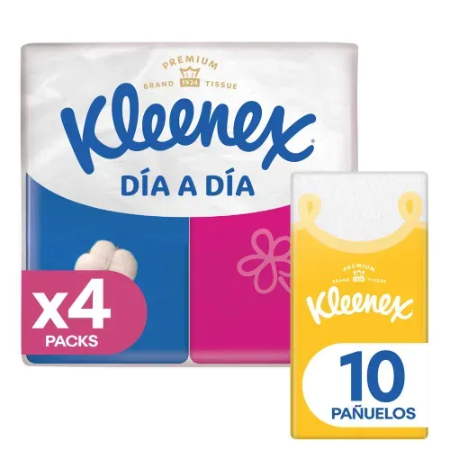 Pañuelos Faciales Kleenex de Bolsillo - 4x10 Unidades