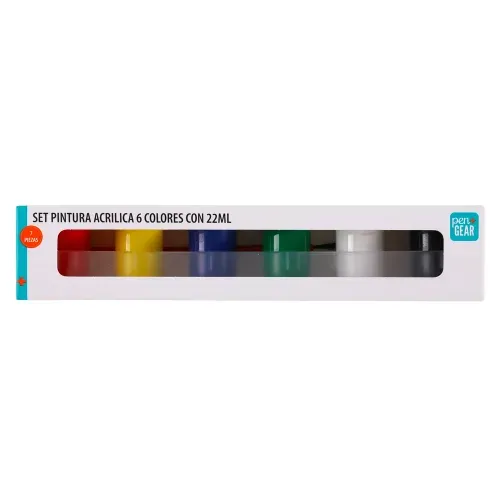 Pintura acrílica Pen Gear, 6 colores  -6 ml/7 pzas