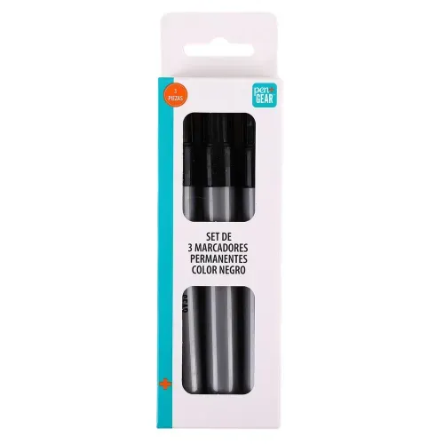 Marcadores Permanentes Pen Gear, color negro - 3 pzas
