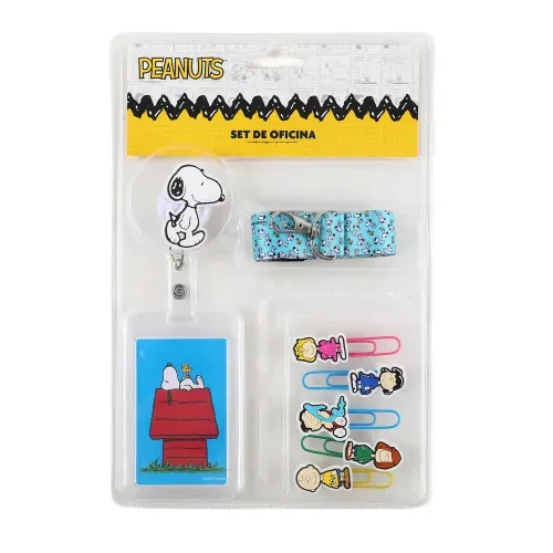 Snoopy Set P Oficina Clips Y Portagafete