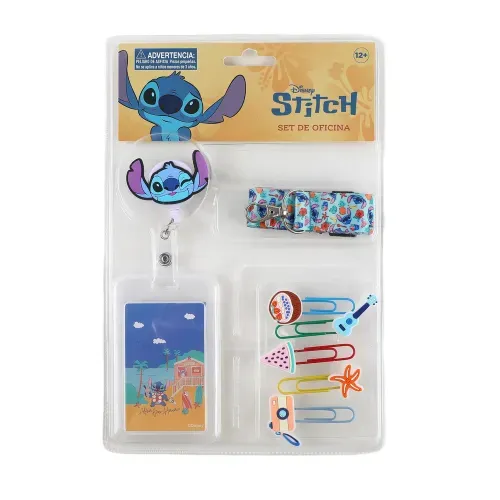 Stitch Set Oficina Clips Y Portagafete